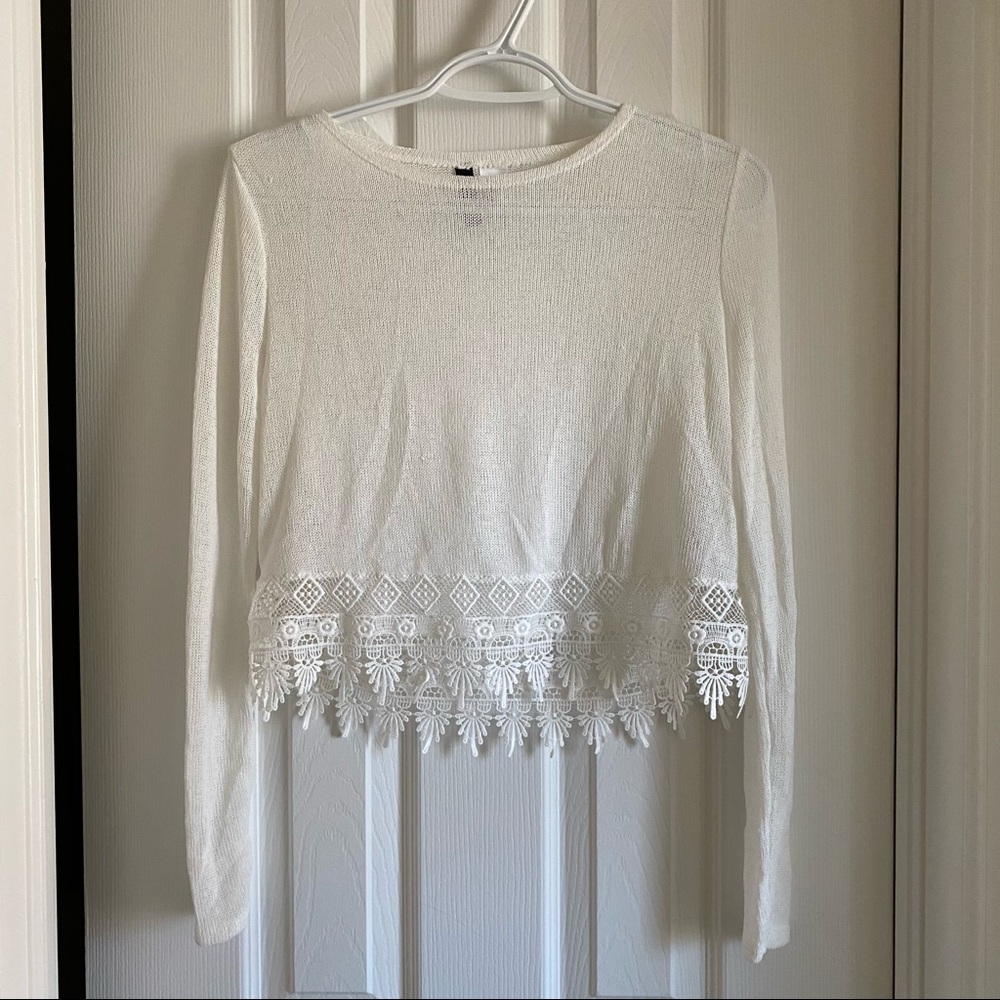 H&M - Lace Crochet Trim Top